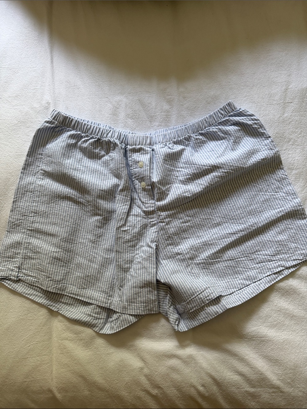 Brandy Melville Light Blue & White Striped Shorts